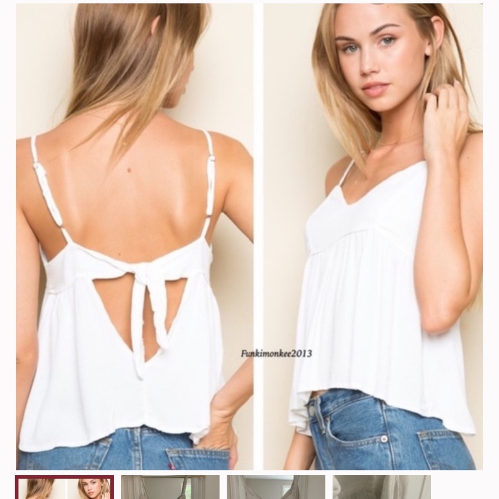 White brandy Melville tie tank